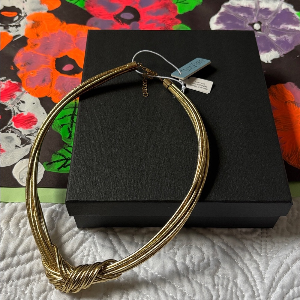 Gold Knot Multi-Strand Choker Necklace.Made in Italy